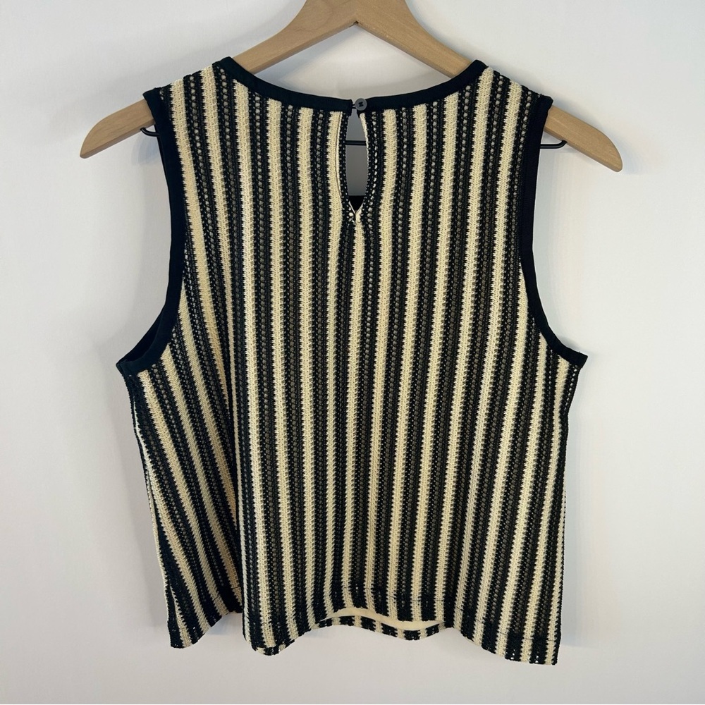 *NWT* LOFT Crochet Shell, Sz M, Black and Cream, Sleeveless Top, Fully Lined - Picture 7 of 10